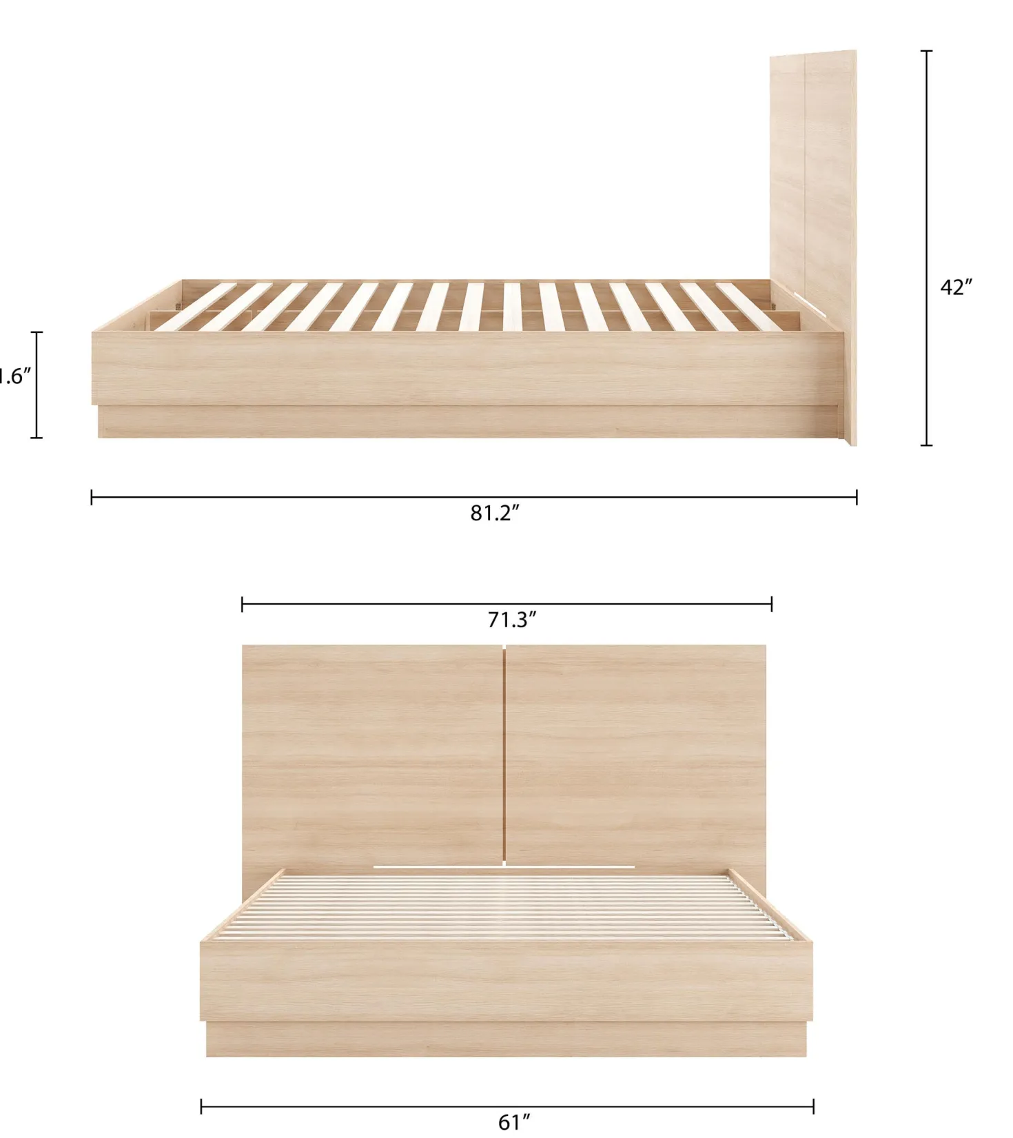 Grand lit plateforme avec tête de lit (60") - Nexera