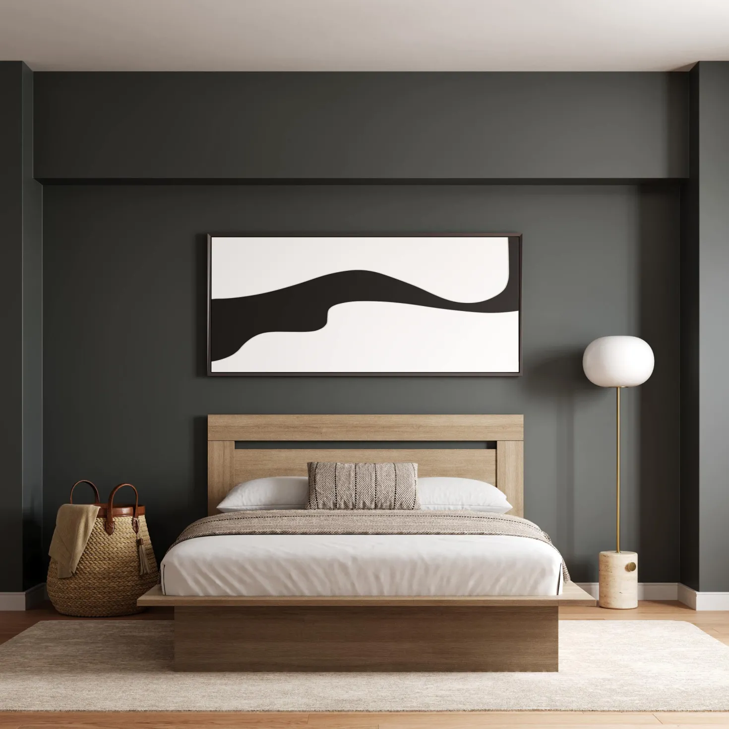 Grand lit plateforme avec tête de lit (60") - Nexera