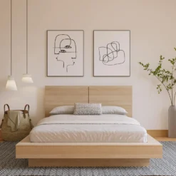 Grand lit plateforme avec tête de lit (60