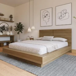 Grand lit plateforme avec tête de lit (60