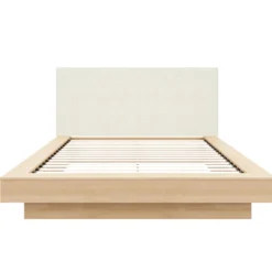 Grand lit plateforme en tissu avec tête de lit (60") - Nexera