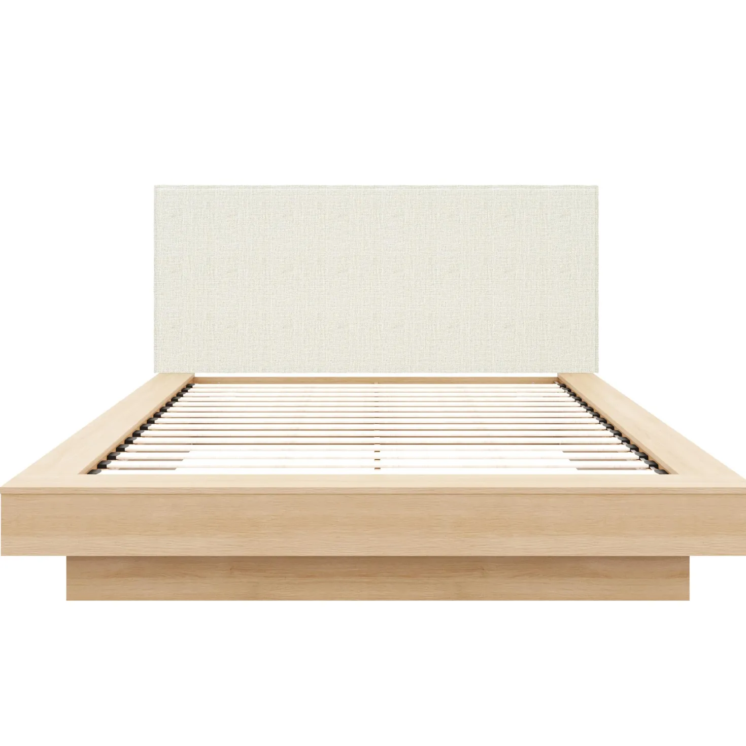 Grand lit plateforme en tissu avec tête de lit (60") - Nexera