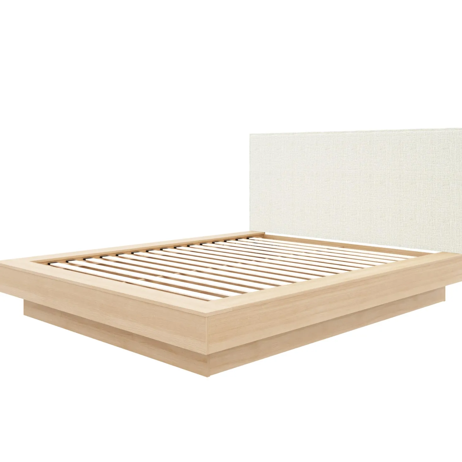 Grand lit plateforme en tissu avec tête de lit (60") - Nexera