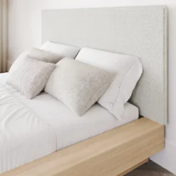 Grand lit plateforme en tissu avec tête de lit (60