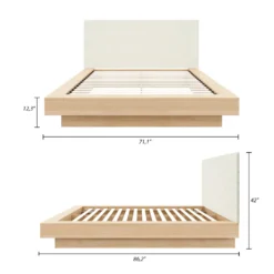 Grand lit plateforme en tissu avec tête de lit (60