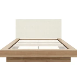 Grand lit plateforme en tissu avec tête de lit (60") - Nexera