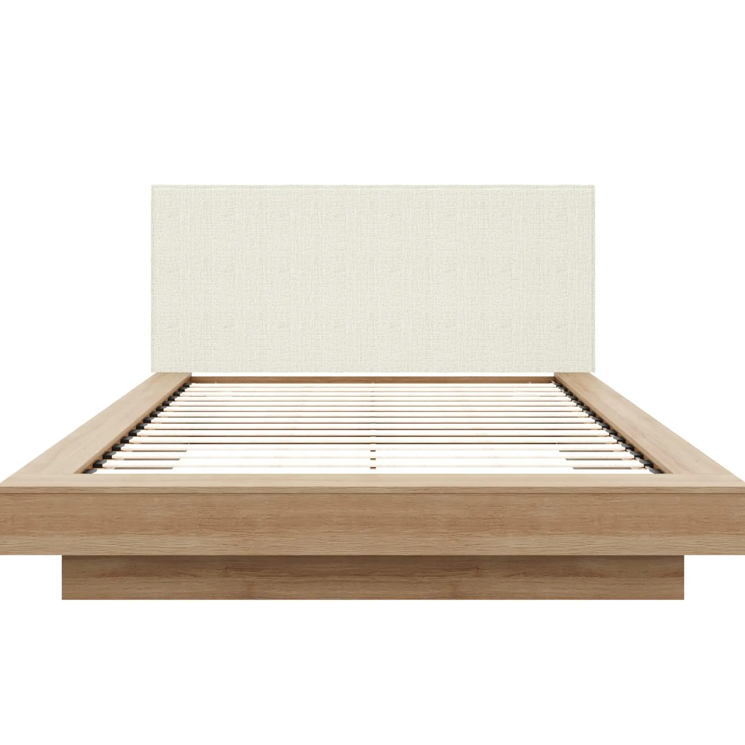 Grand lit plateforme en tissu avec tête de lit (60") - Nexera
