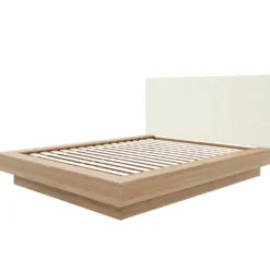 Grand lit plateforme en tissu avec tête de lit (60