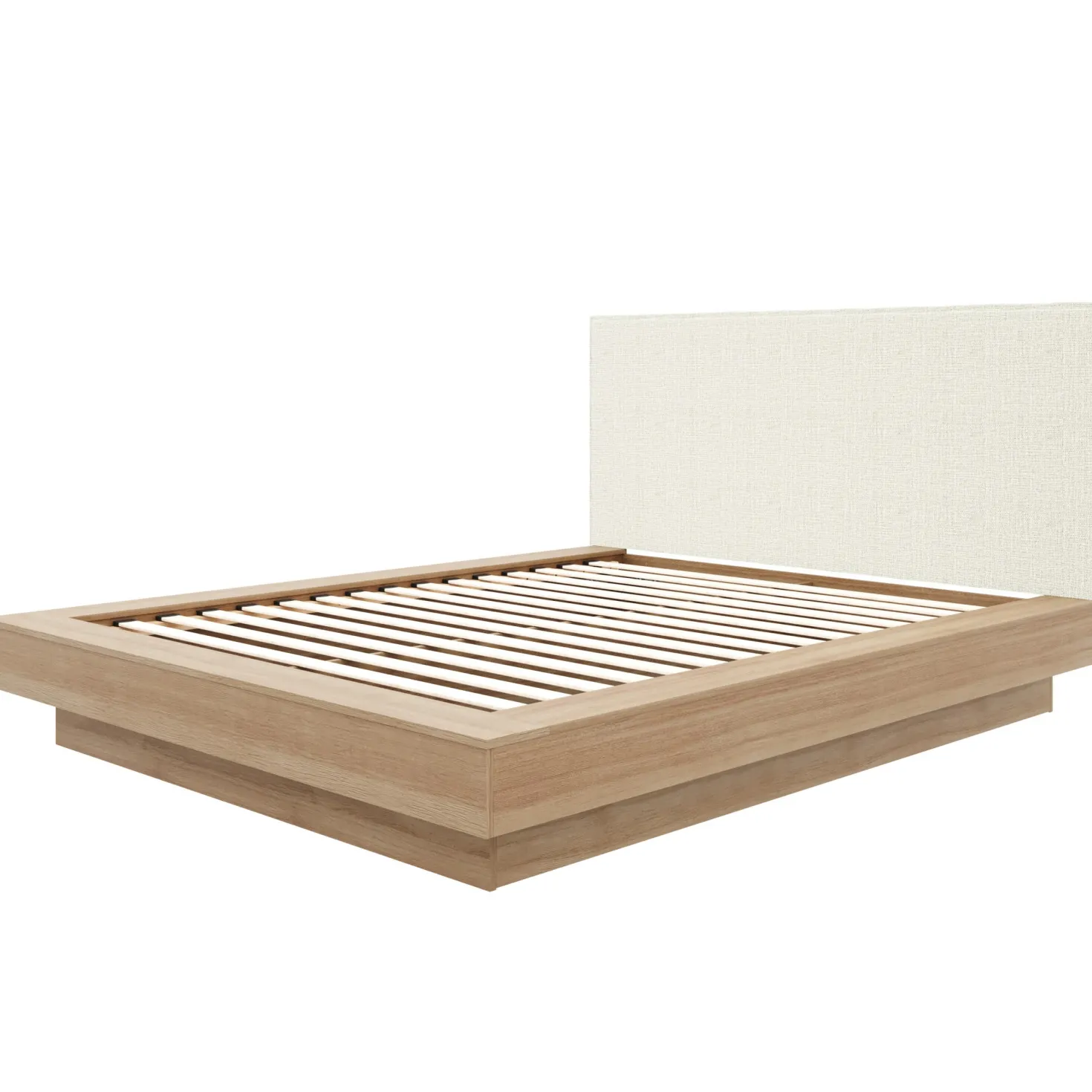Grand lit plateforme en tissu avec tête de lit (60") - Nexera