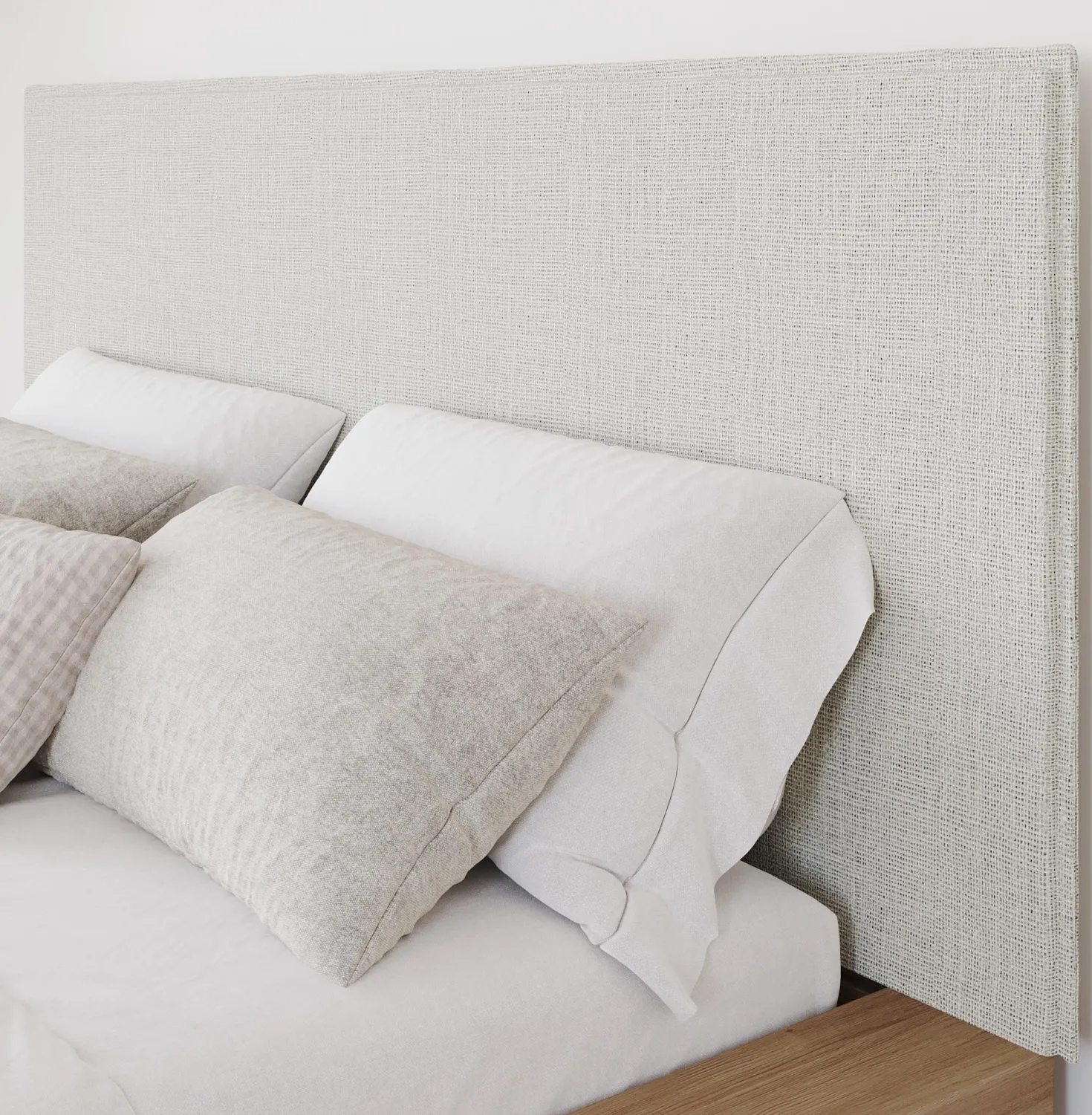 Grand lit plateforme en tissu avec tête de lit (60") - Nexera
