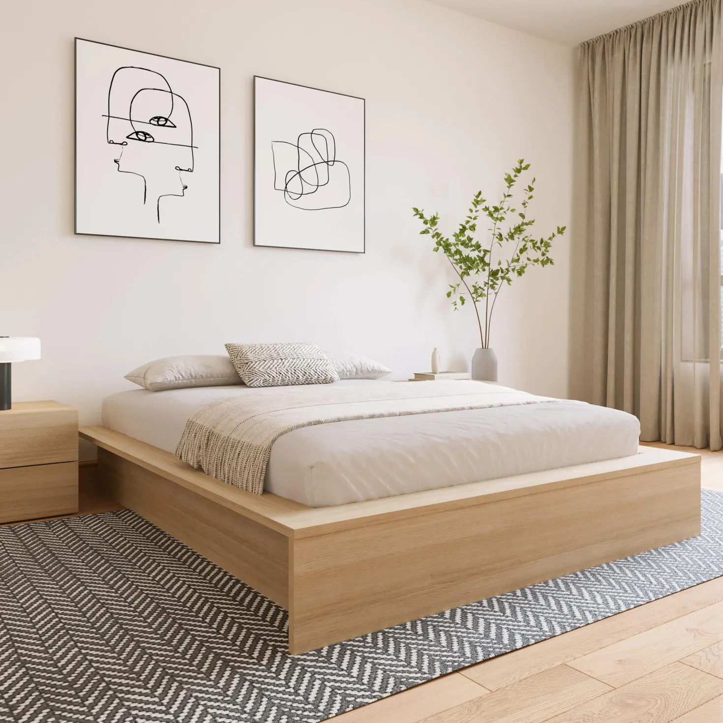 Grand lit plateforme (60") - Nexera