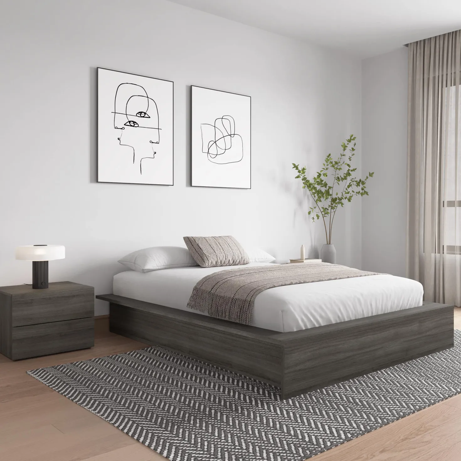Grand lit plateforme (60") - Nexera