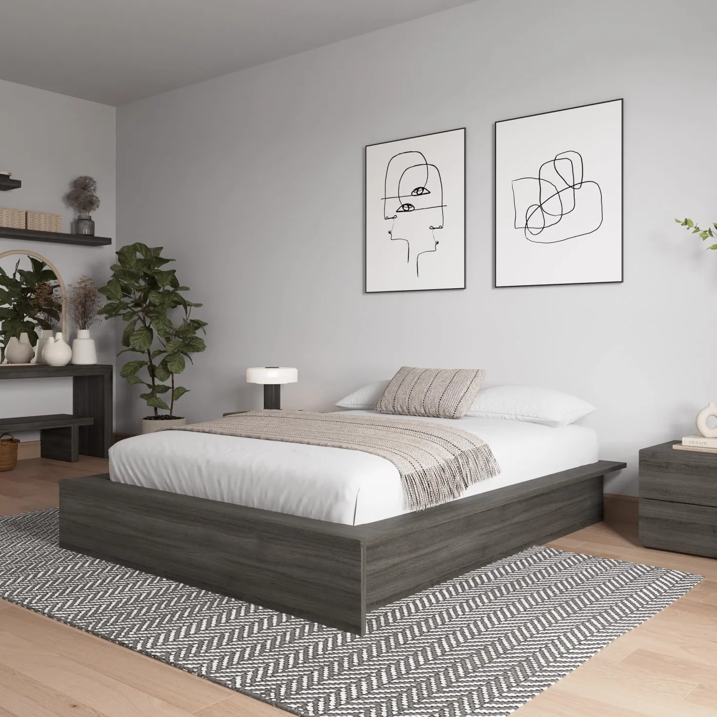 Grand lit plateforme (60") - Nexera