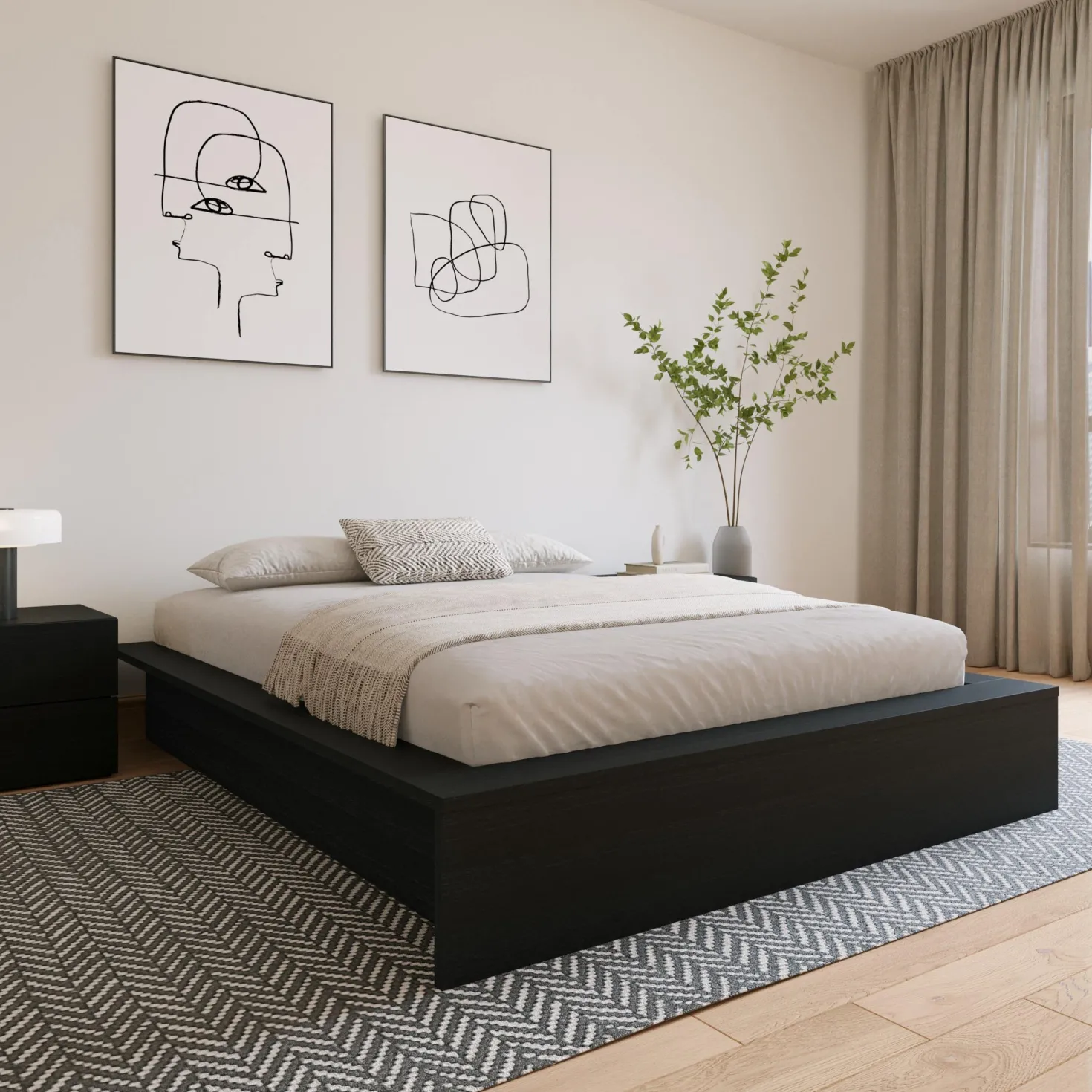 Grand lit plateforme (60") - Nexera