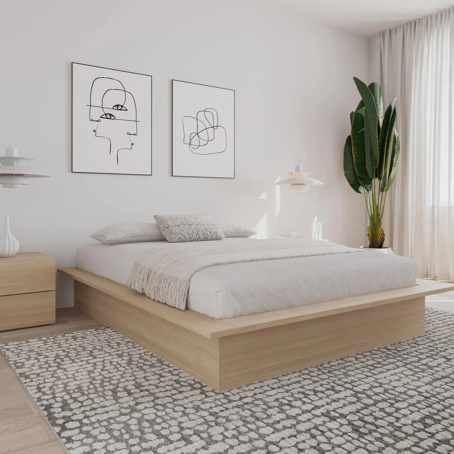 Grand lit plateforme (60") - Nexera