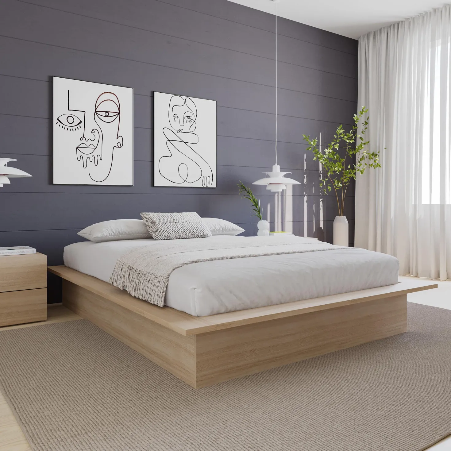 Grand lit plateforme (60") - Nexera