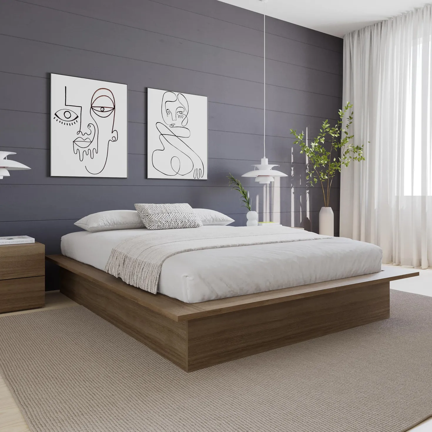 Grand lit plateforme (60") - Nexera