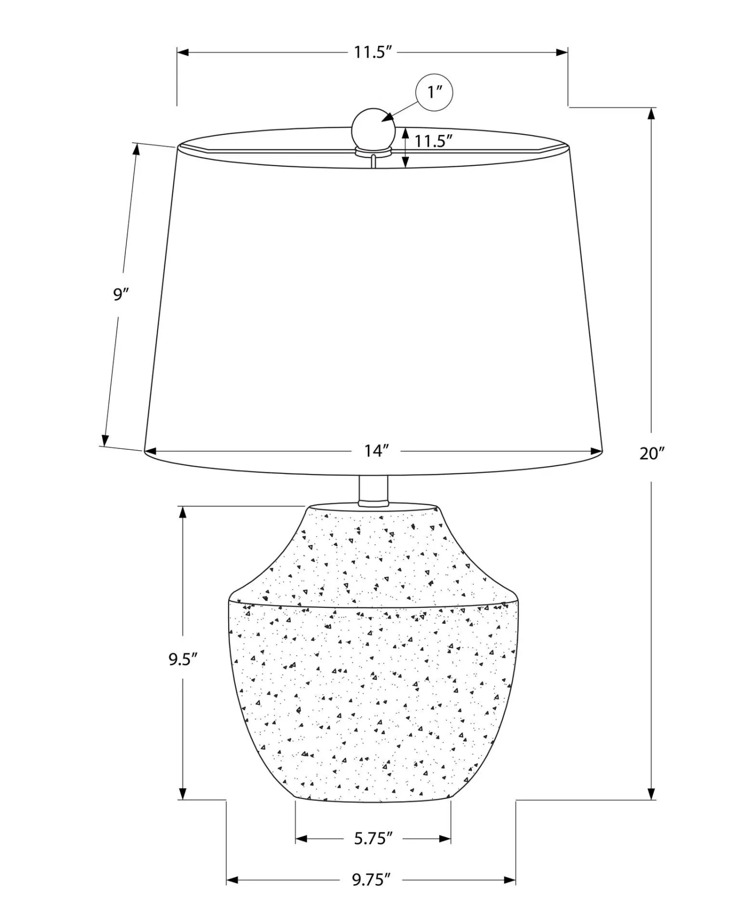 Lampe de table 20"H en béton