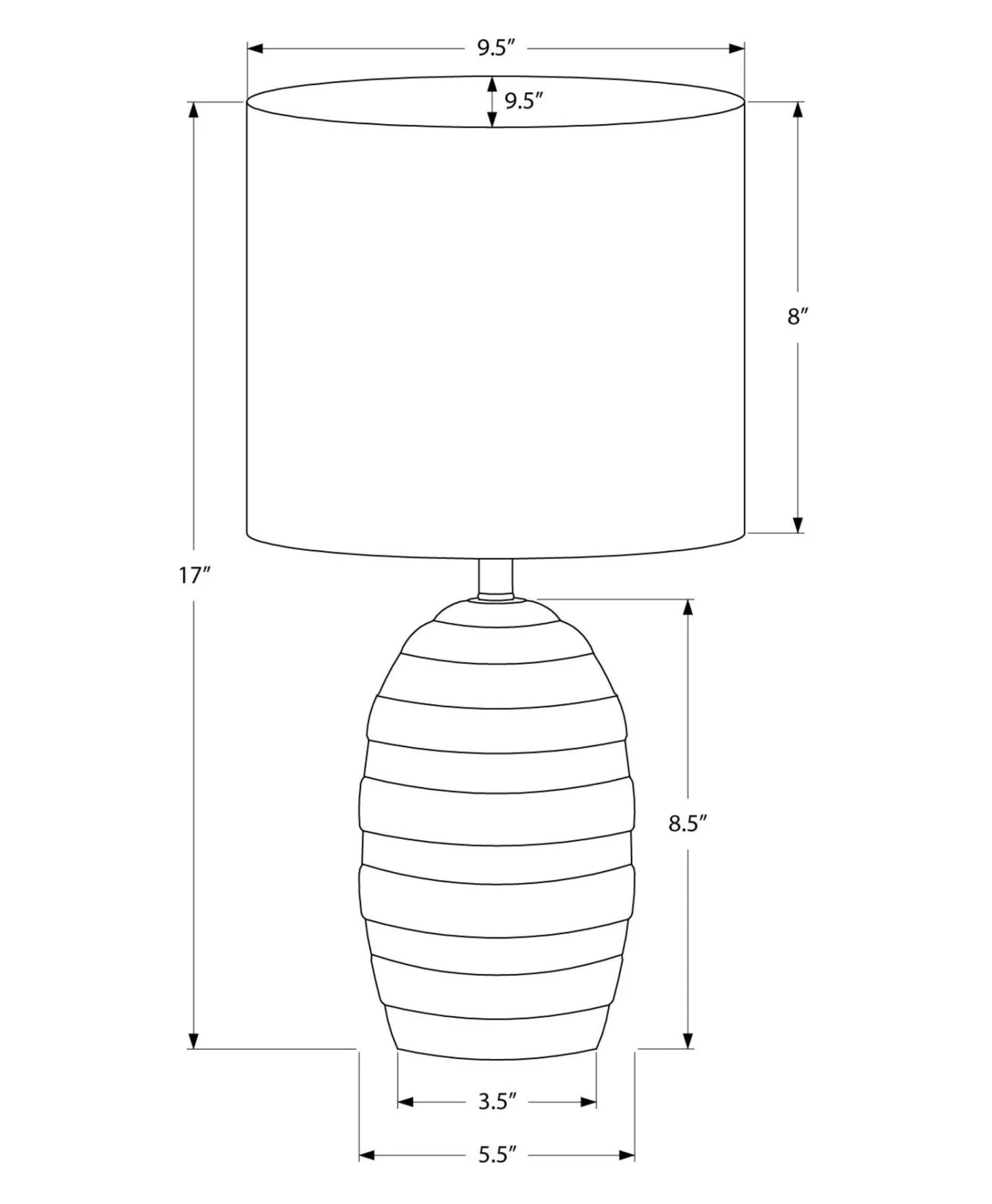Lampe de table 17"H en céramique