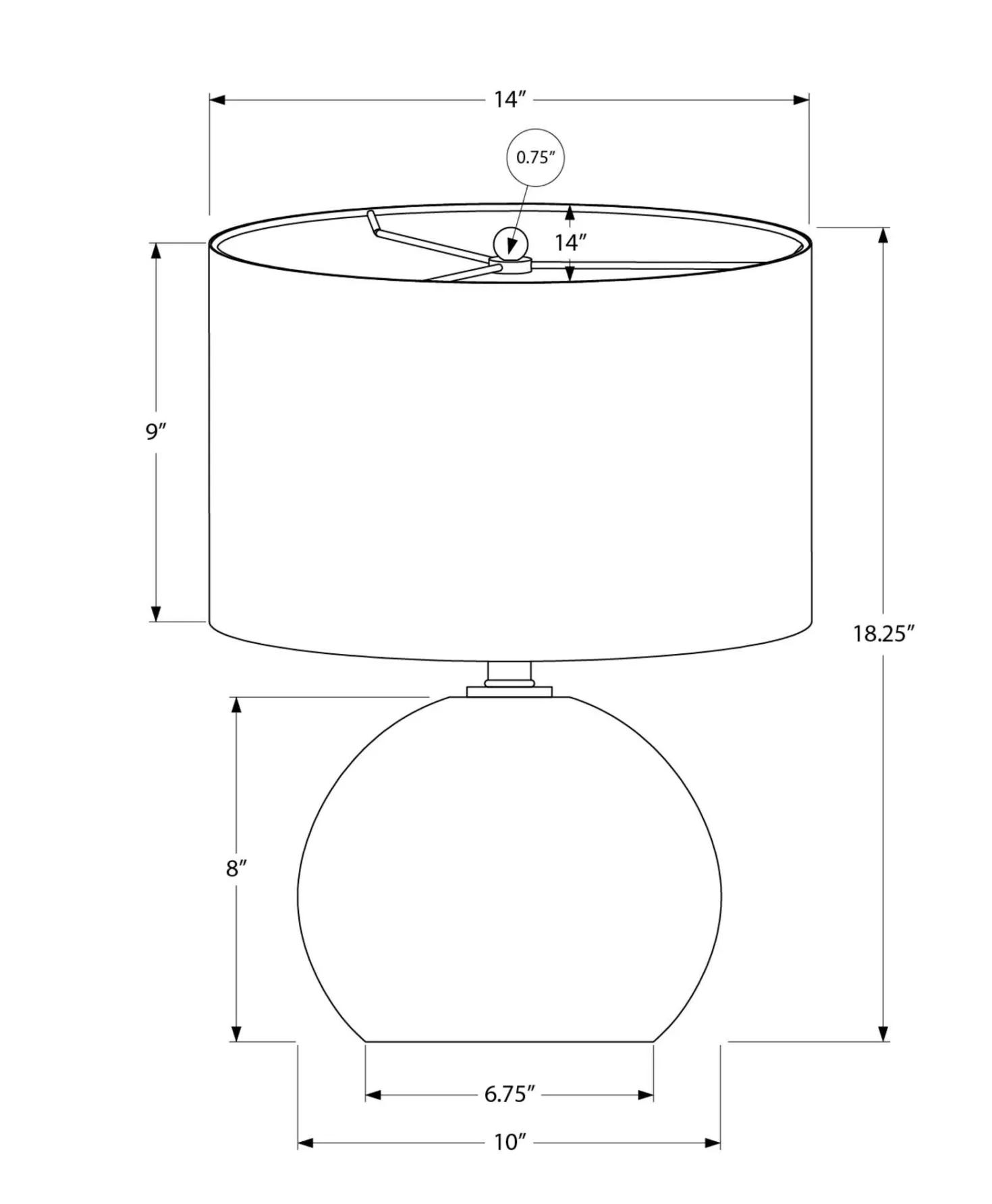 Lampe de table 18"H en céramique