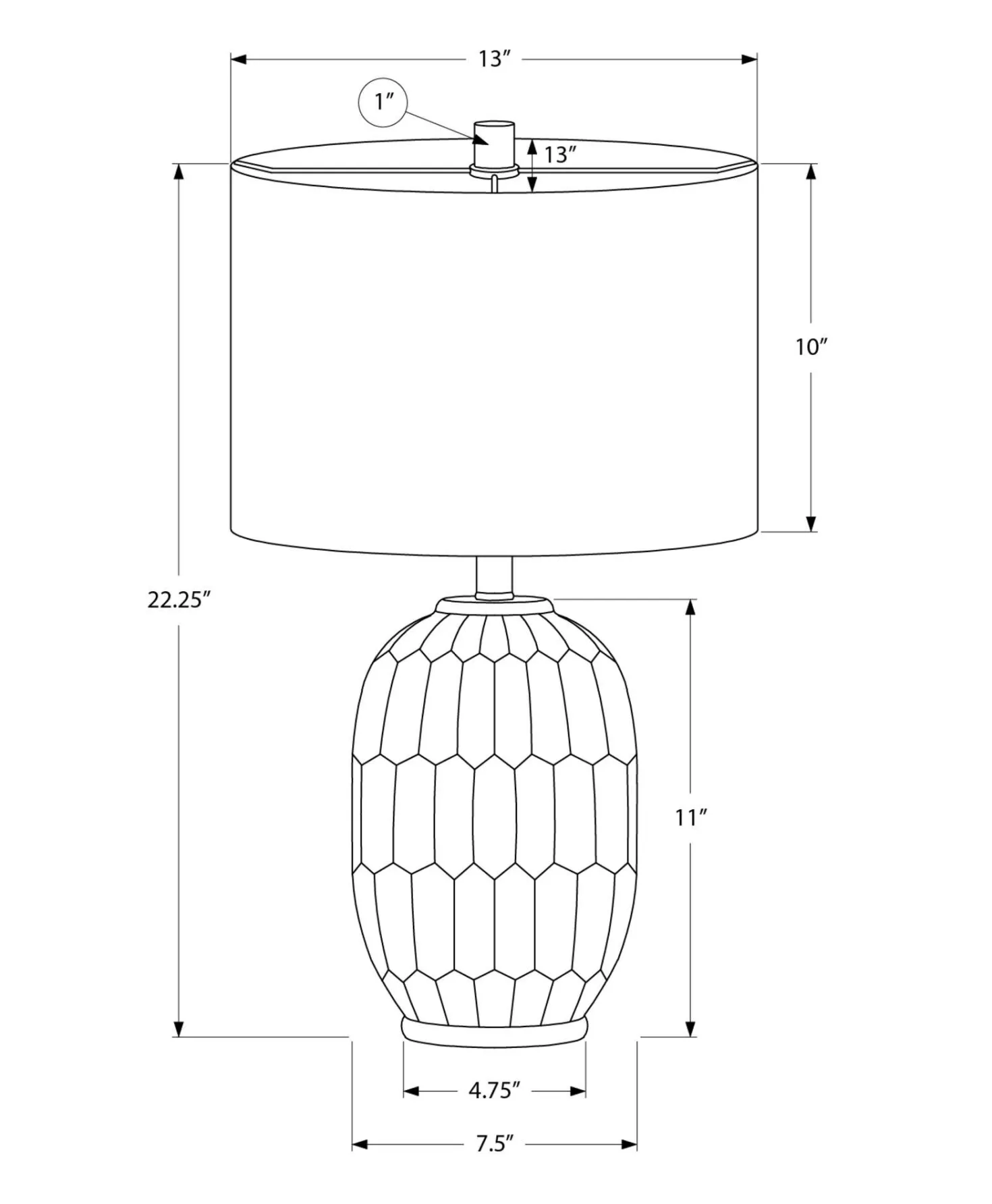 Lampe de table 22"H en céramique