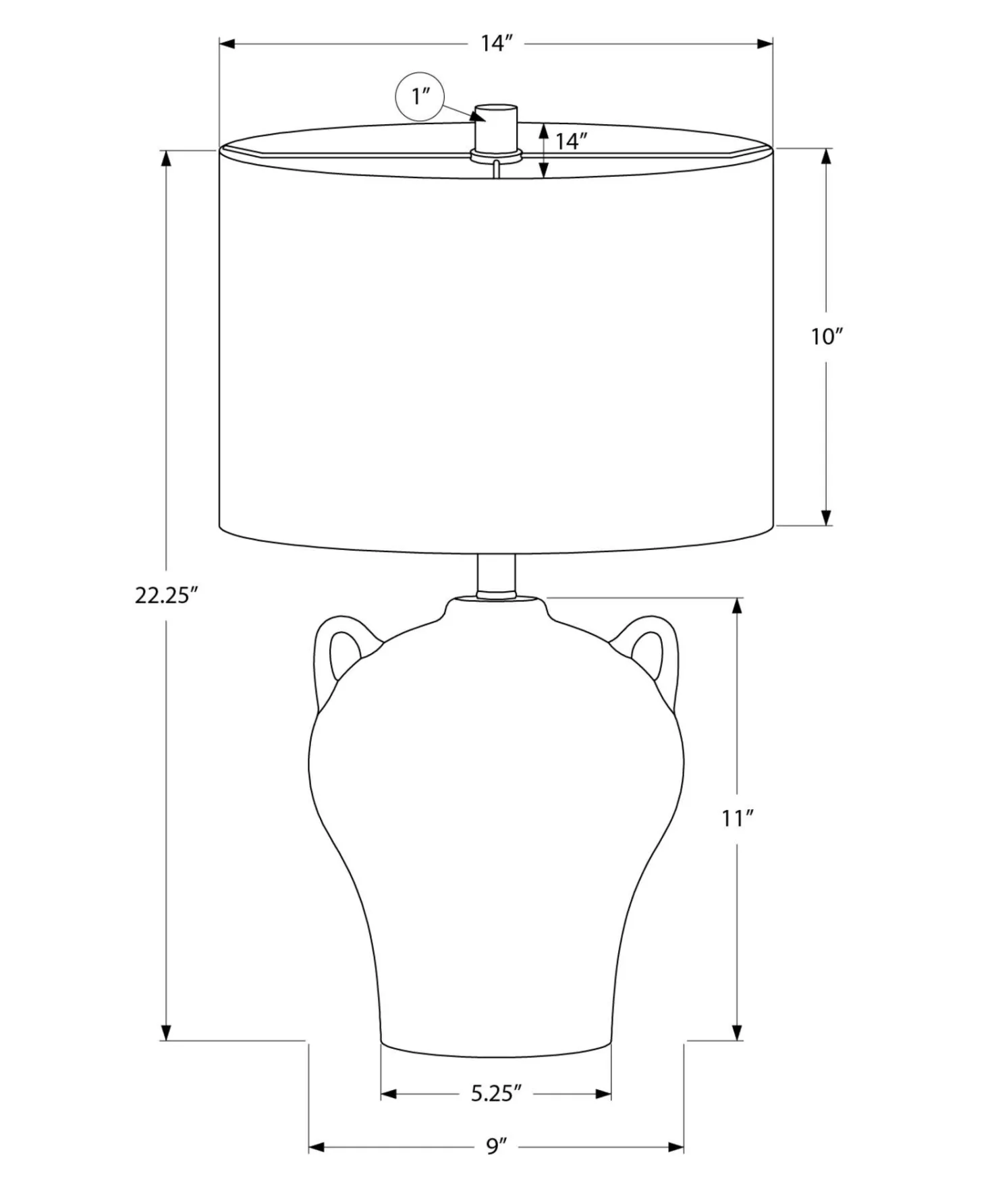 Lampe de table 22"H en céramique