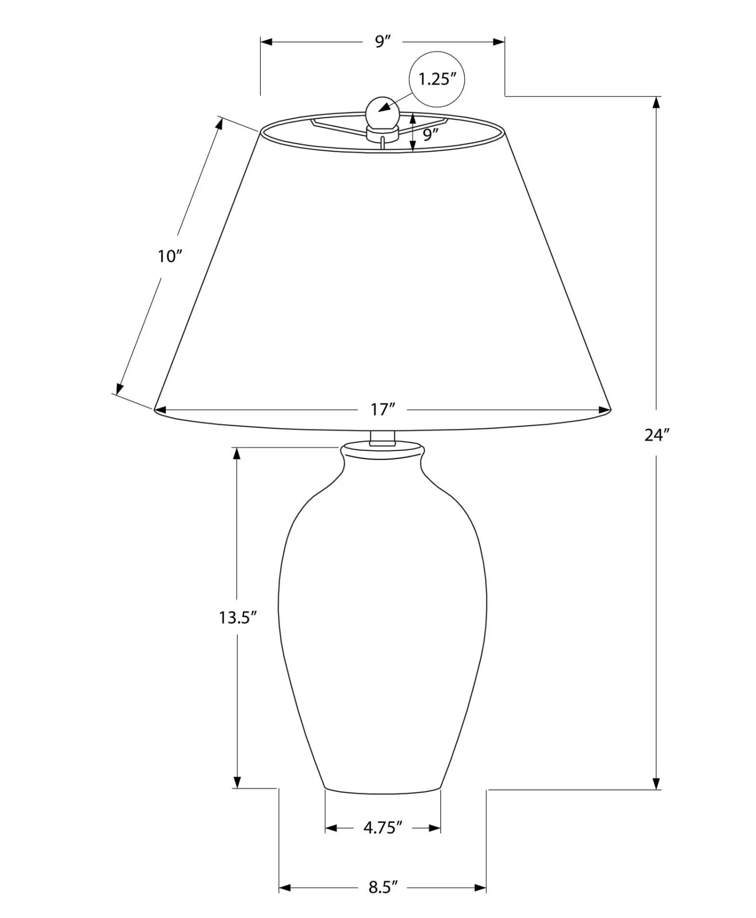 Lampe de table 24"H en céramique