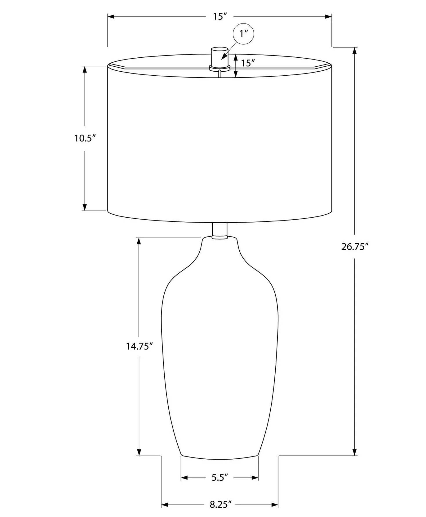 Lampe de table 27"H en céramique