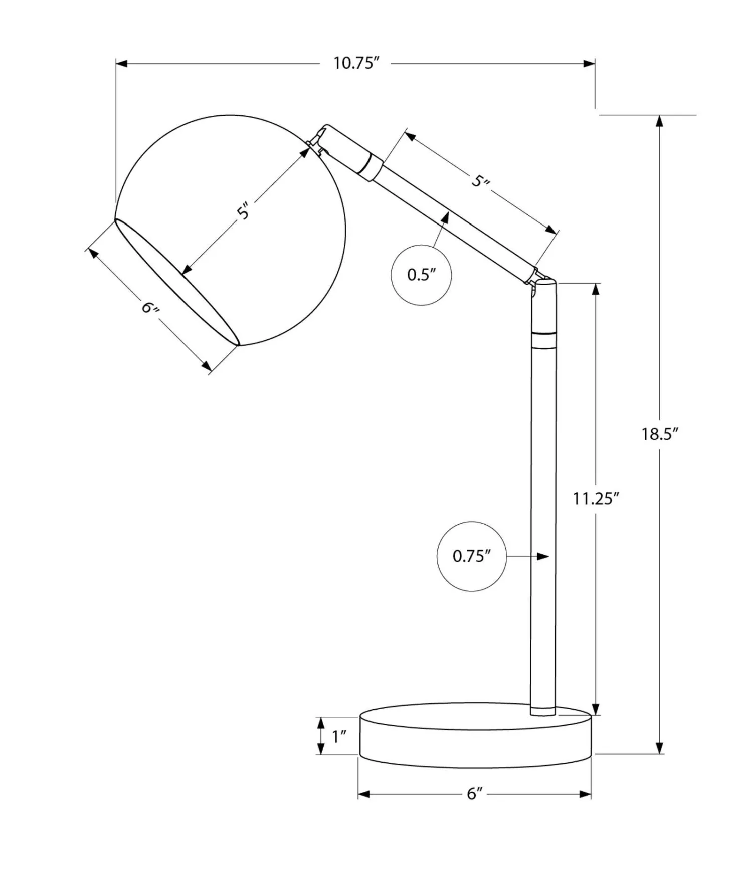 Lampe de table 19"H en métal