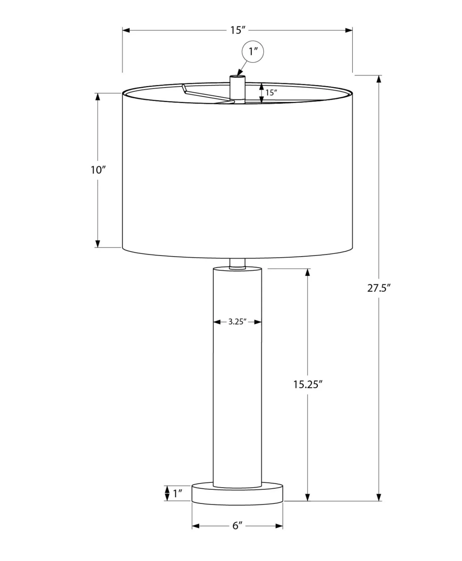 Lampe de table 28"H en métal