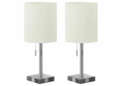 lampe de table 17"H en métal avec ports usb (bte de 2)