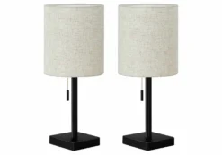 lampe de table 17"H en métal avec ports usb (bte de 2)