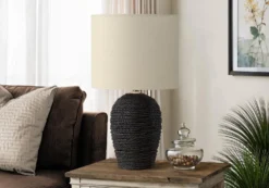 Lampe de table 17"H en rotin