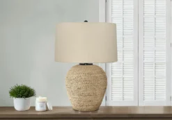 Lampe de table 25"H en rotin