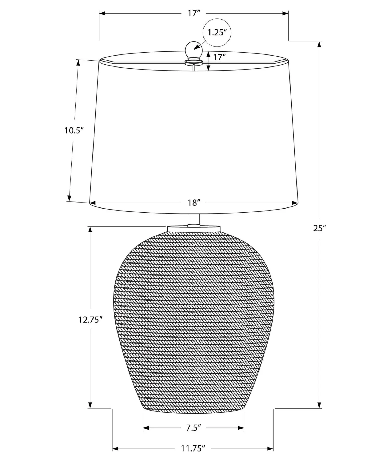 Lampe de table 25"H en rotin