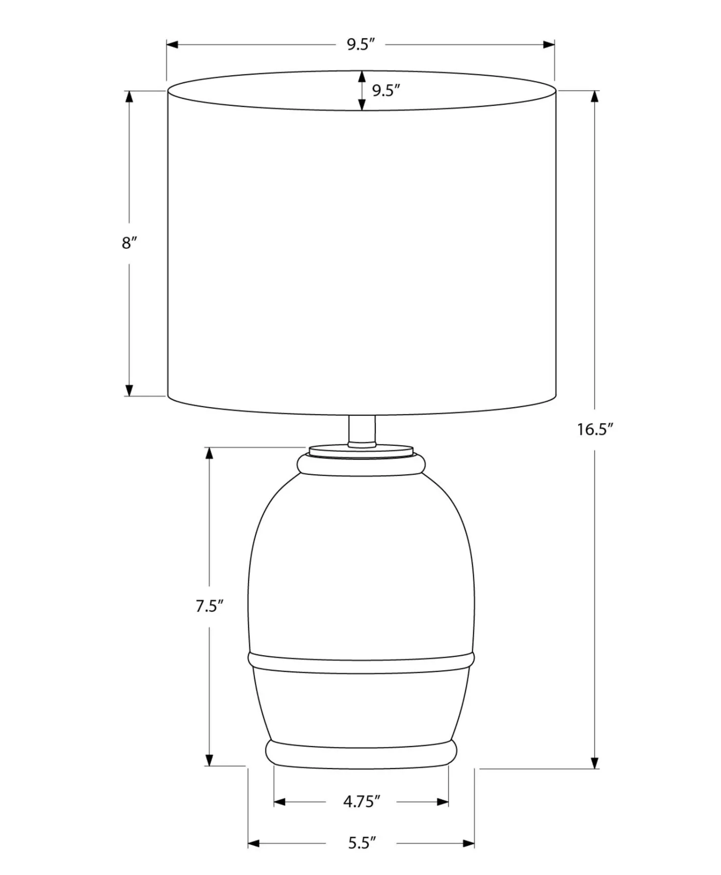 Lampe de table 16"H en résine
