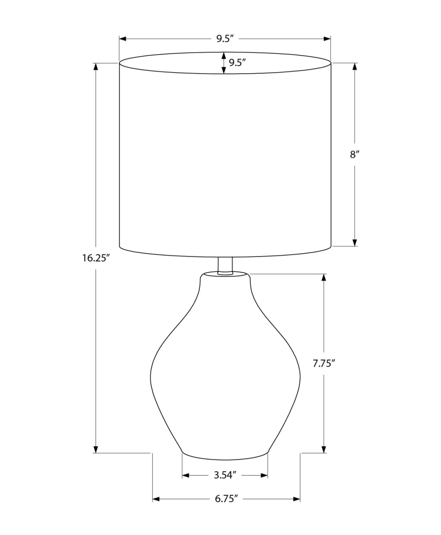 Lampe de table 16"H en résine