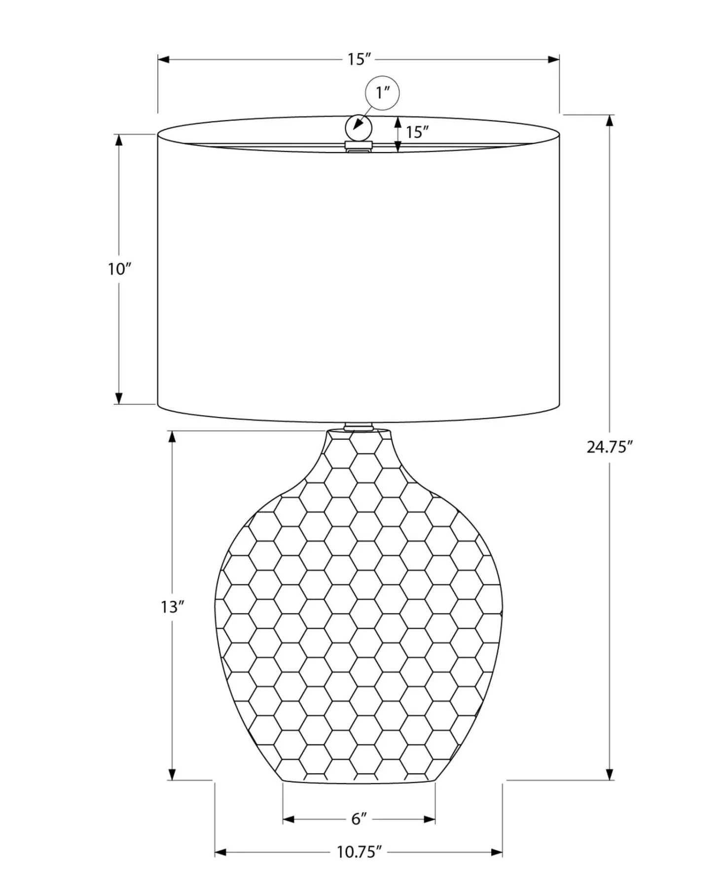 Lampe de table 25"H en résine