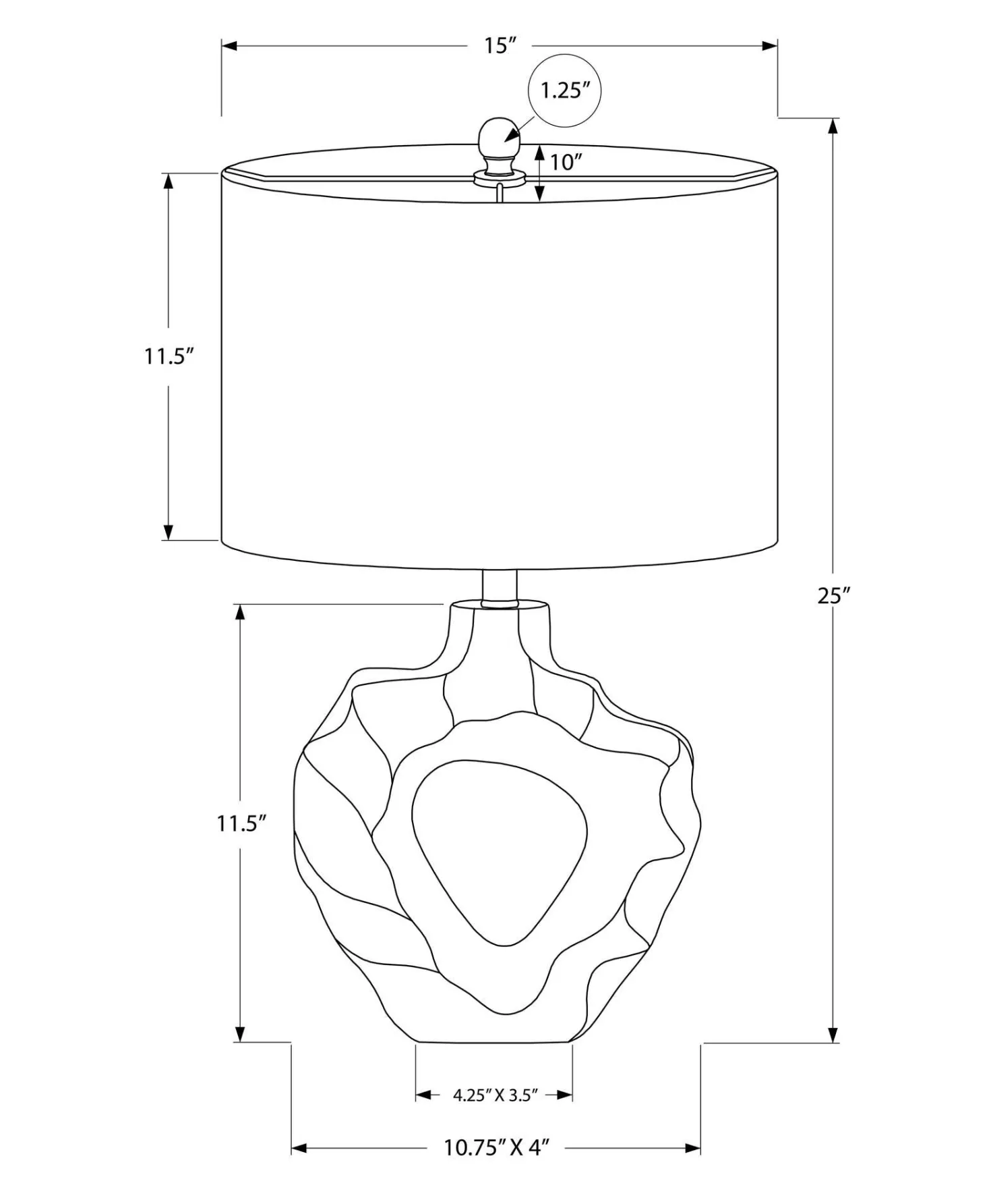 Lampe de table 25"H en résine