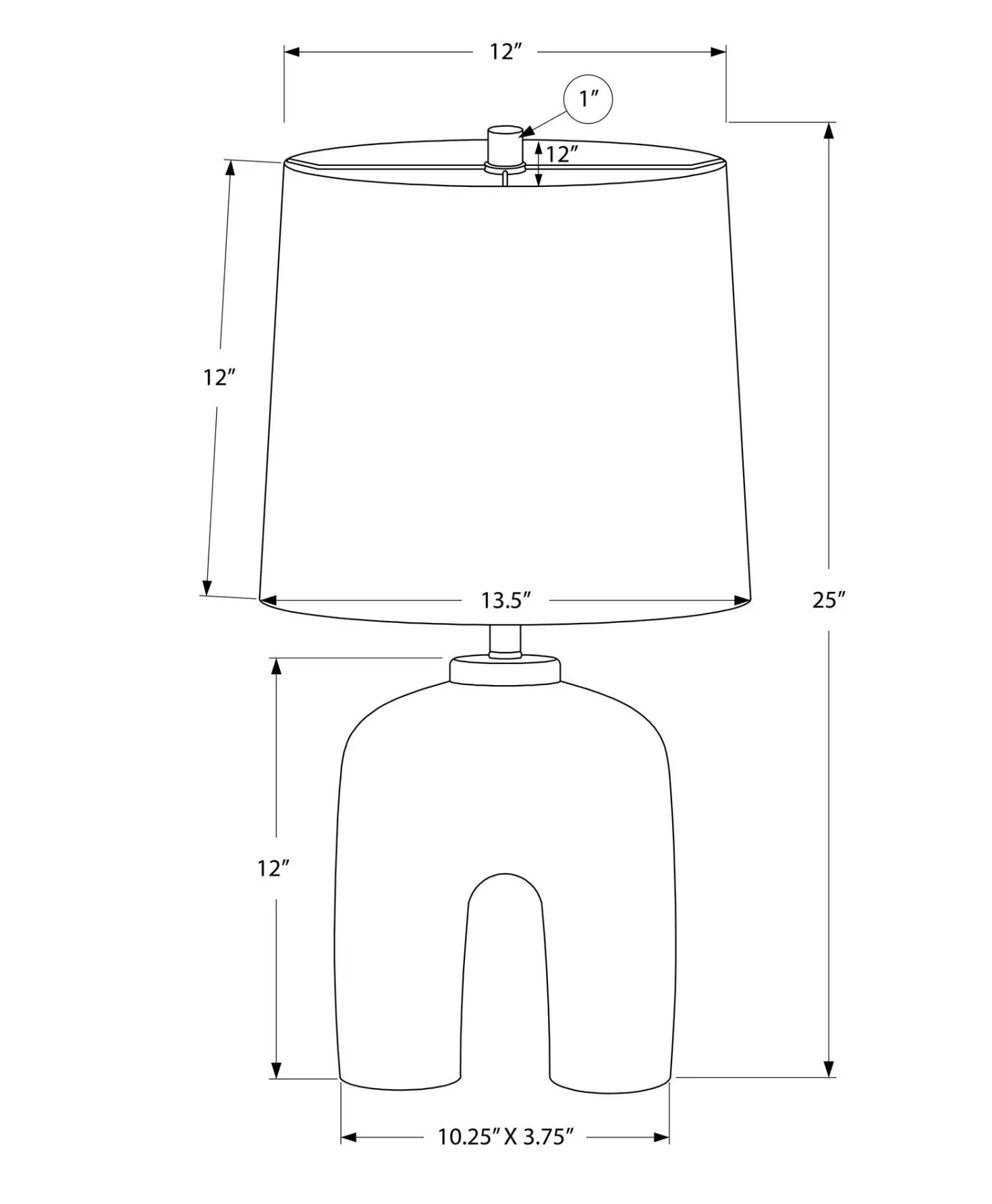 Lampe de table 25"H en résine