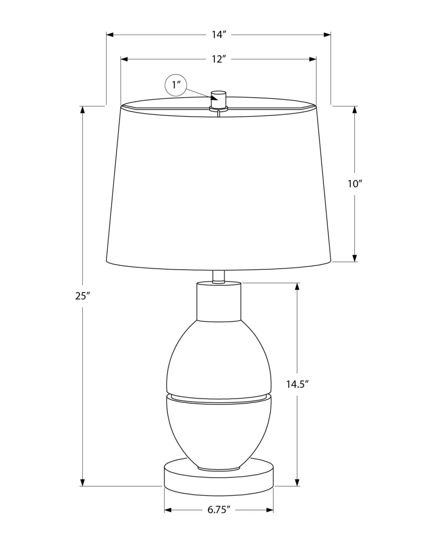 Lampe de table 25"H en résine
