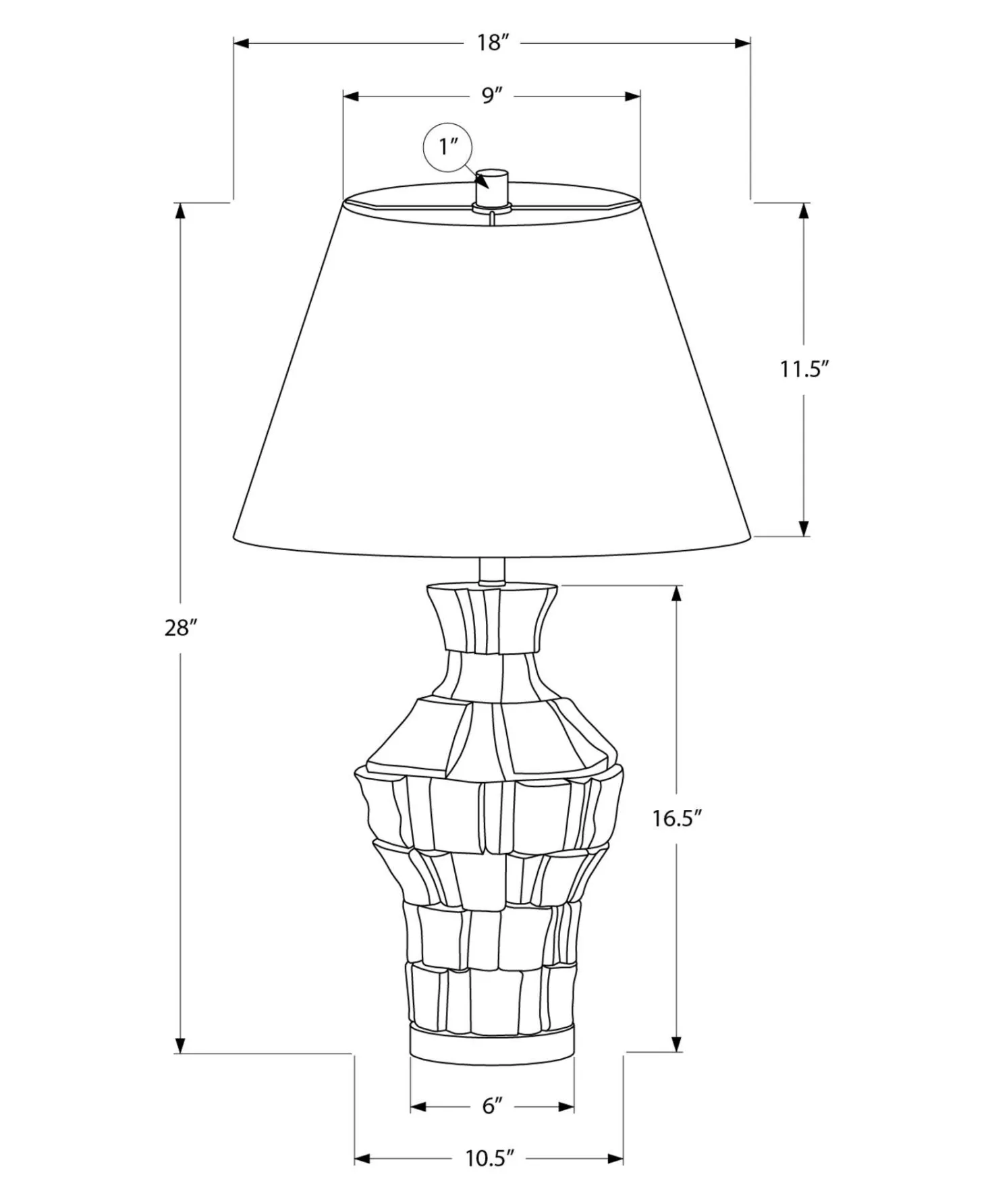 Lampe de table 28"H en résine