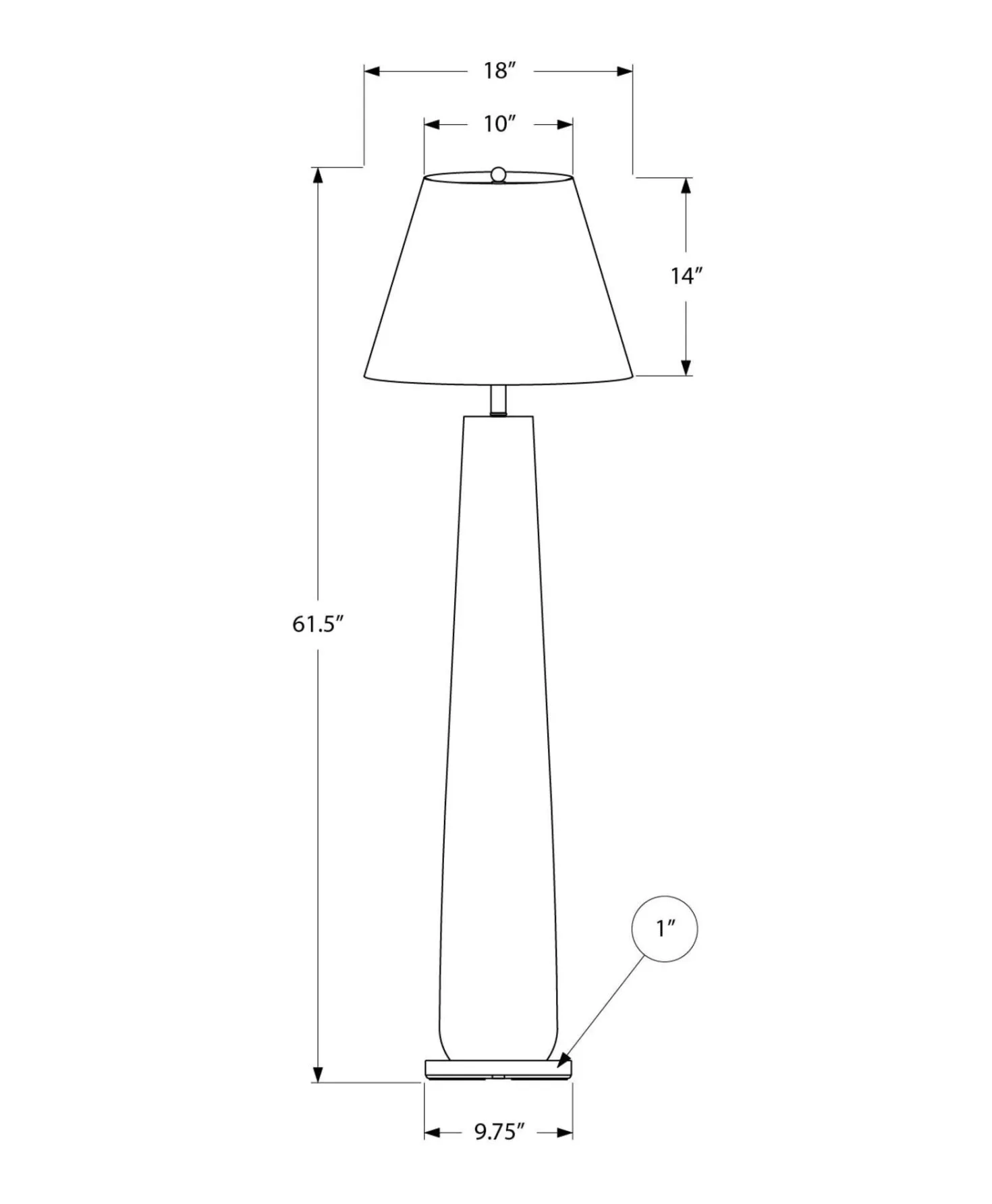Lampe sur pied 61" en métal