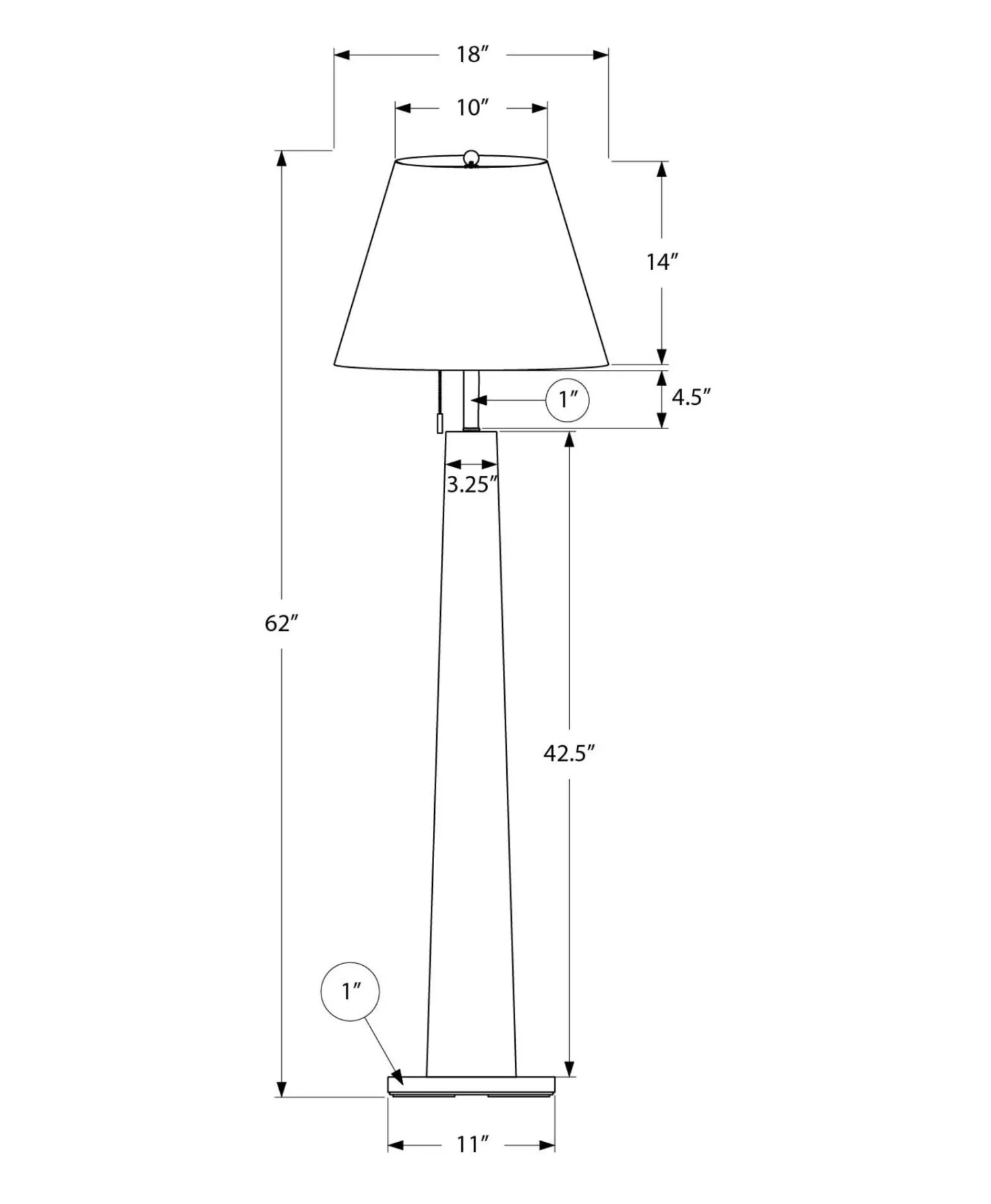 Lampe sur pied 62" en métal