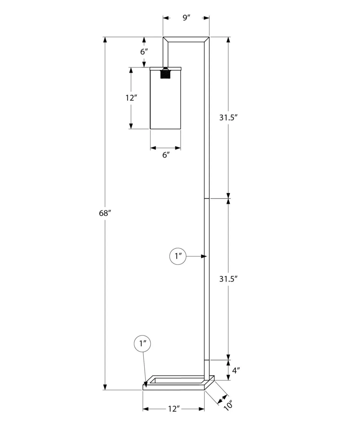 Lampe sur pied 68" en métal
