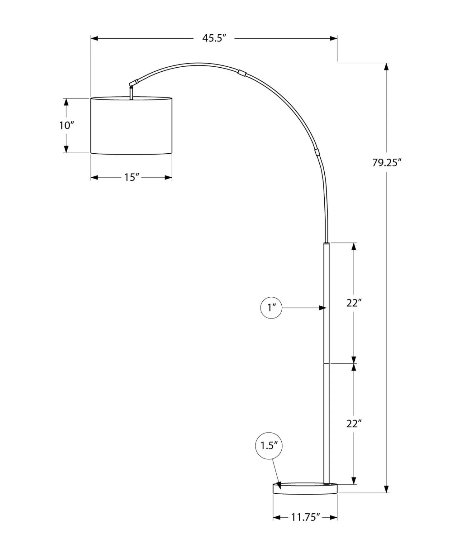 Lampe sur pied 79" en métal