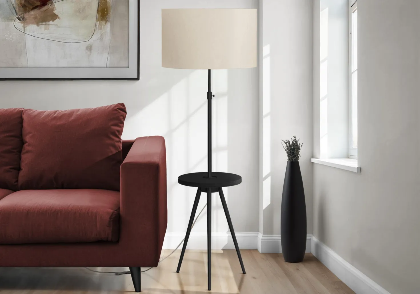Lampe sur pied 63"H en métal avec ports usb