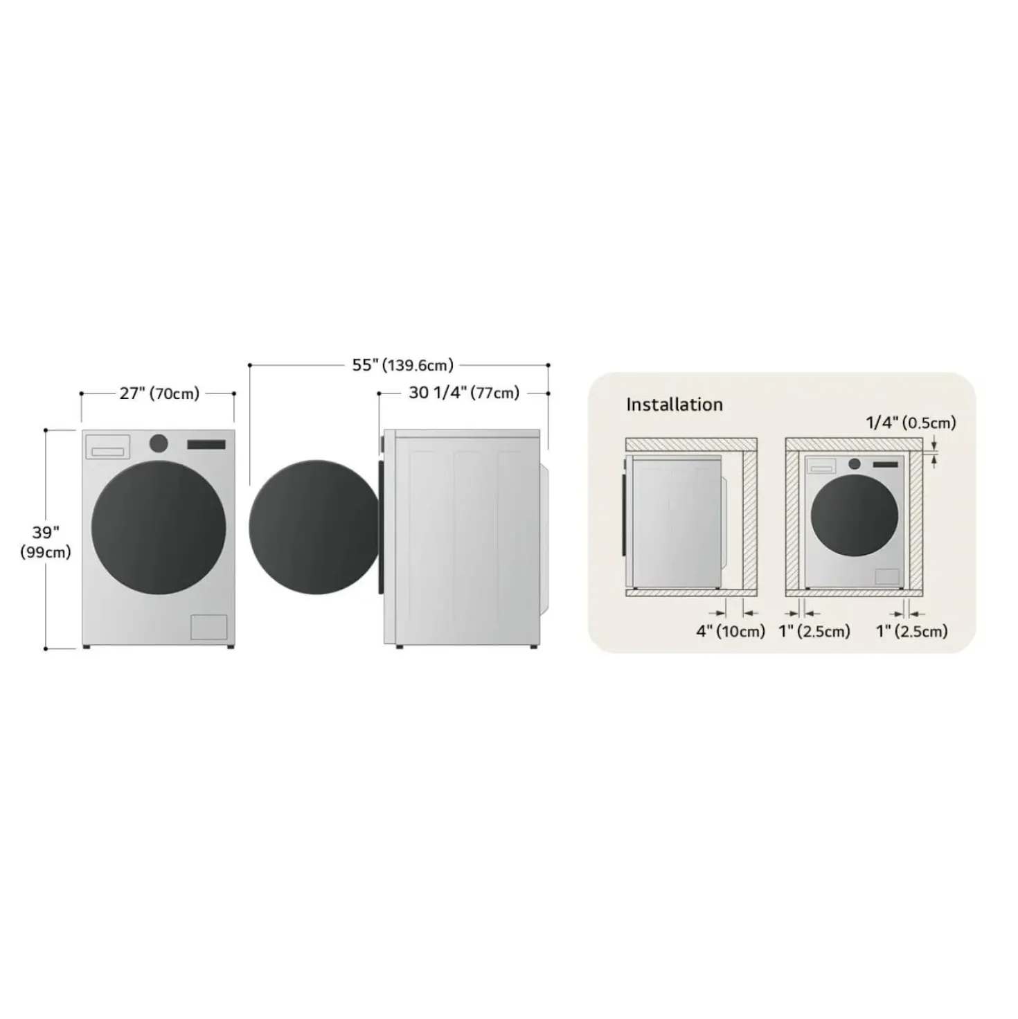 LG Ensemble laveuse sécheuse, Acier graphite, Chargement frontal