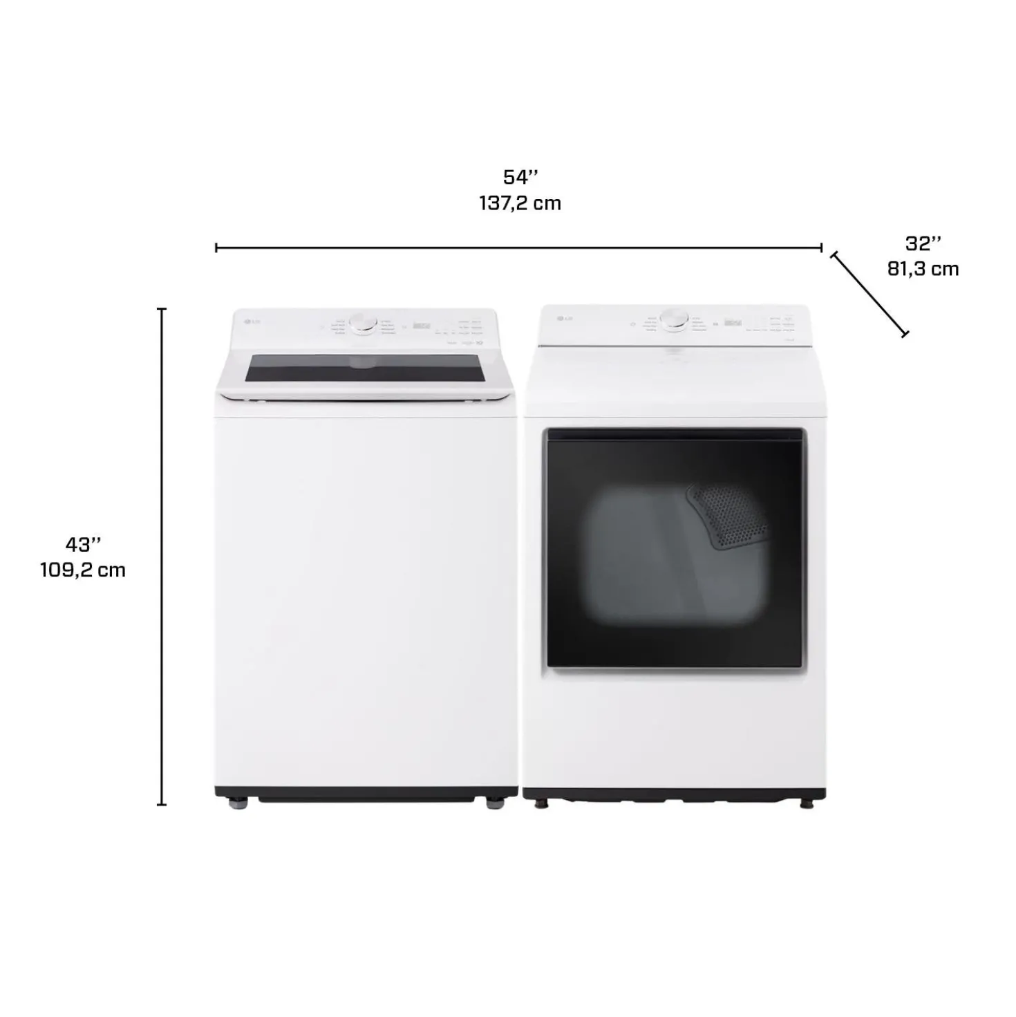 LG Ensemble laveuse sécheuse, Blanc, Chargement par le haut