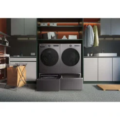 LG Ensemble laveuse sécheuse, Inox noir, Chargement frontal